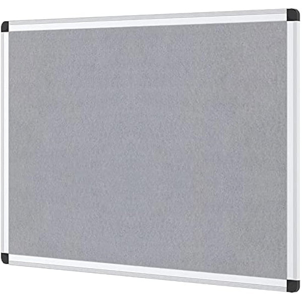 VIZ-PRO Notice Board Felt Grey, Silver Aluminium Frame, 90 X 60 cm