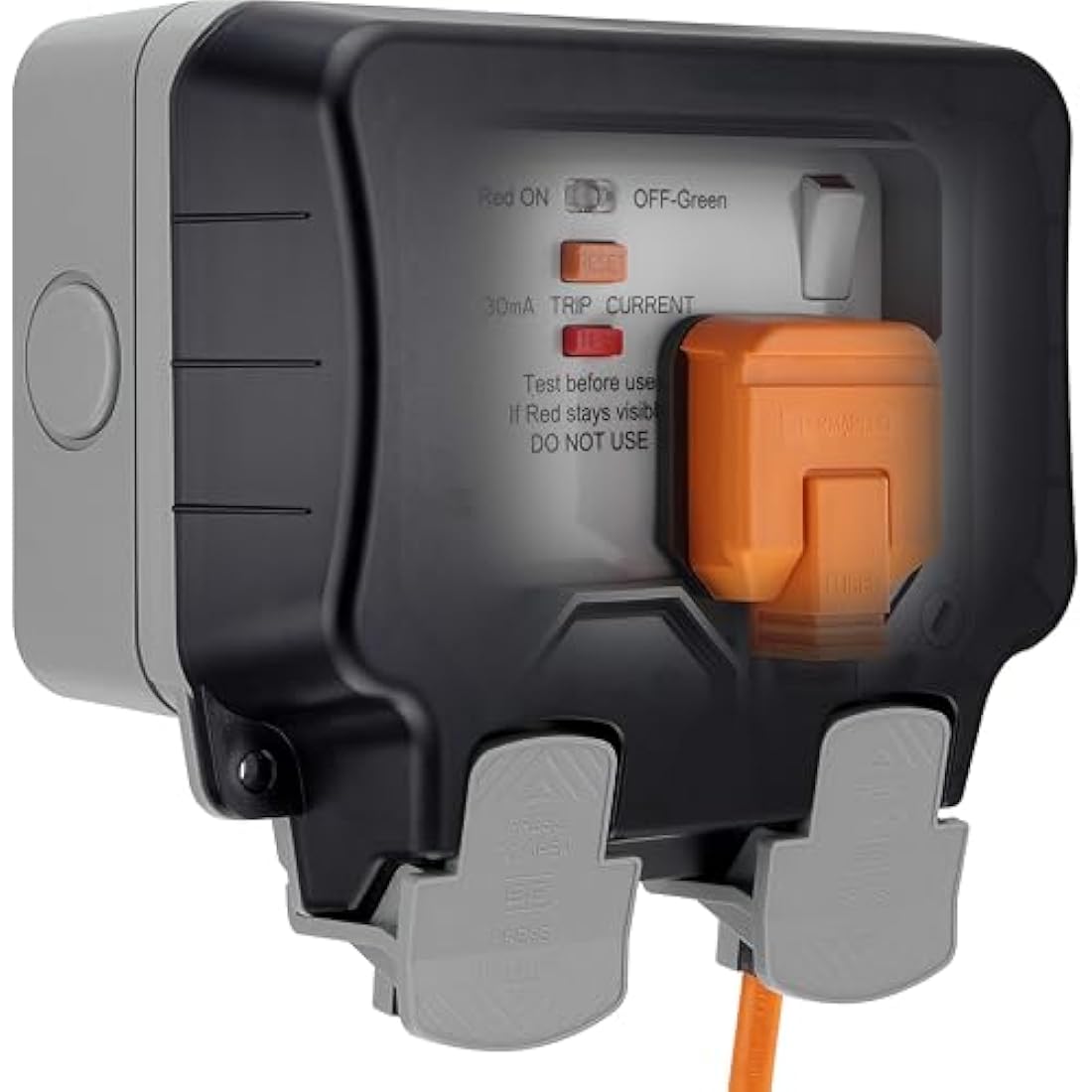 BG Electrical WP22RCD-01 Double Weatherproof Outdoor Switched Power Socket with Latching RCD, IP66 Rated, 13 Amp