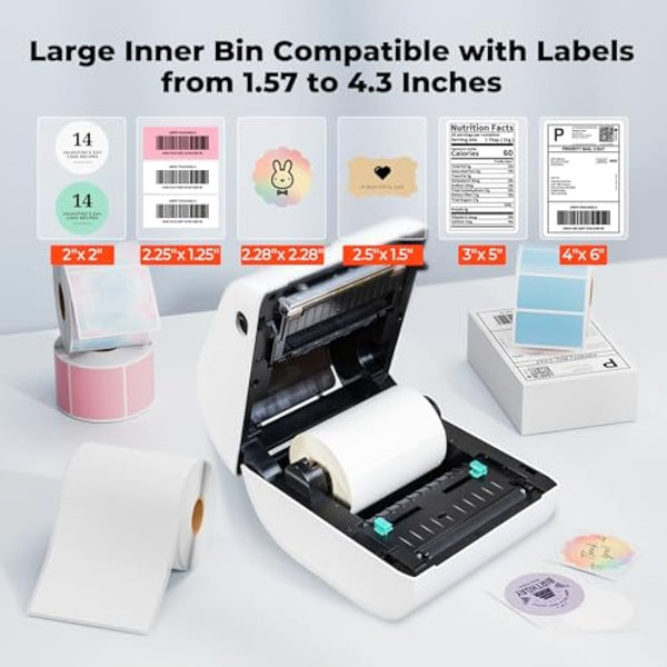 MUNBYN Bluetooth Shipping Label Printer, 4x6 Bluetooth Thermal Label Printer for Small Business, Compatible with iPhone, Android, Windows, macOS, Etsy, Shopify, eBay, Royal Mail, DHL, DPD, Evri, 411B