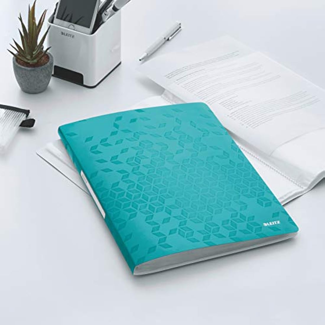 Leitz A4 Display Book, 40 Pockets, 80 Sheet Capacity, Transparent Pockets, Ice Blue, WOW Range, 46320051