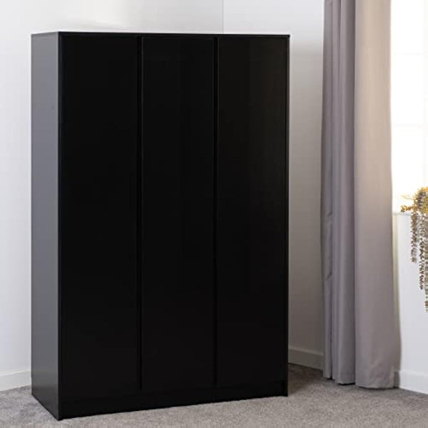 Seconique Malvern 3 Door Wardrobe in Black