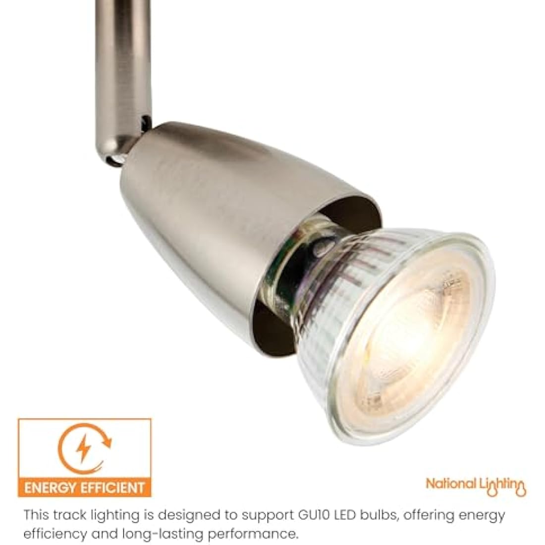 National Lighting Led Celing Lights Rotatable, 6 Way Ceiling Spolights, Satin Silver Finish, for Living Room, Kitchen, Bedroom, GU10 Led Compatible