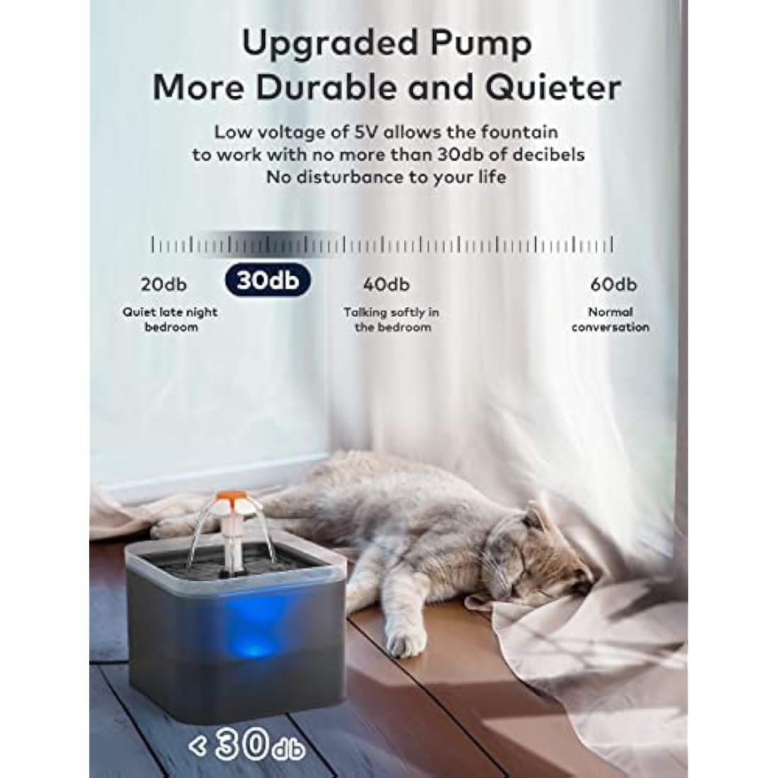 AONBOY Cat Water Fountain with 6 Filters（grey）