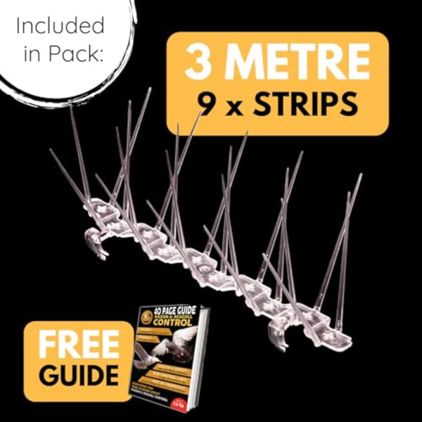 Defender Bird Spikes | Gutter Spikes Pack for Seagulls & Pigeons | Install Guide | 3 Metre