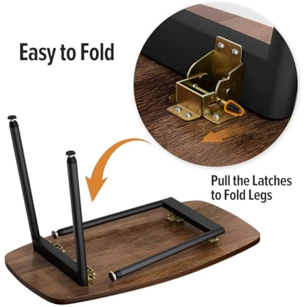 WOHOMO Folding Coffee Table Rustic Small Coffee Tables for Living Room Farmhouse Portable Table for Small Spaces Rectangular Mid Century Coffee Tables, No Assembly 31.5 * 15.7 * 17.7IN, Walnut