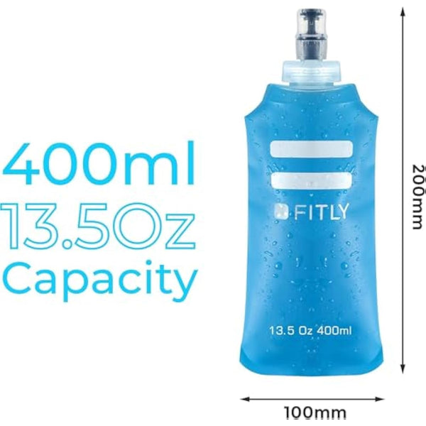 FITLY Soft Water Bottle | Shrink As You Drink Soft Flask for Hydration Pack | Folding Water Bottle Ideal for Running, Hiking, Cycling, Climbing & Rigorous Activity