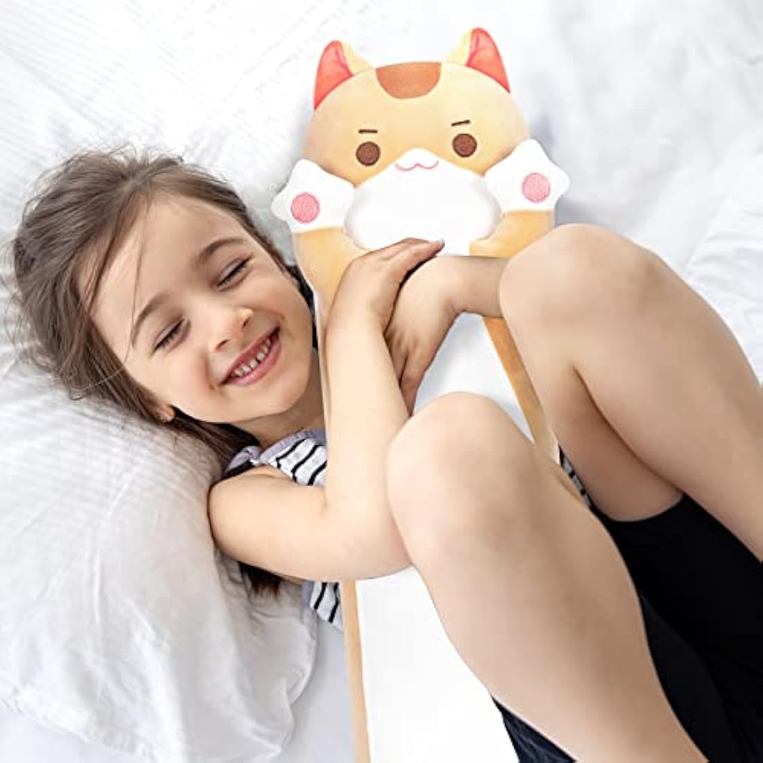 Mewaii 44in Long Cat Plush Pillows Stuffed Animals Squishy Pillows Plushie Cute Kitty Sleeping Hugging Plush Pillow Soft Toys for Kids(Orange) Brown Cat Body Pillow