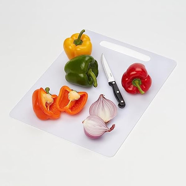 Chef Aid White Chopping Board Twin Pack, Multipurpose Cutting Board with Anti-Slip Surface, Dishwasher Safe with Handles, Large Board Measures 40cm x 30cm, Regular Board 35cm x 25cm