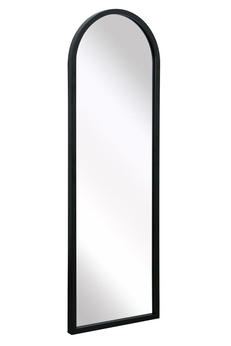 MirrorOutlet The Arcus - Black Metal Framed Modern Arched Wall Mirror 47" X 16" (120CM X 40CM) Black. 2cm Wide Frame and 3cm Deep.