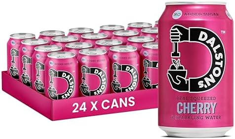 Dalston's Sparkling Cherry Soda (24 x 330ml) - Real Pressed Cherries & Sparkling Water - 46 Kcal - No Added Sugar - No Artificial Sweeteners - Healthy Alternative - Low Calorie - Vegan