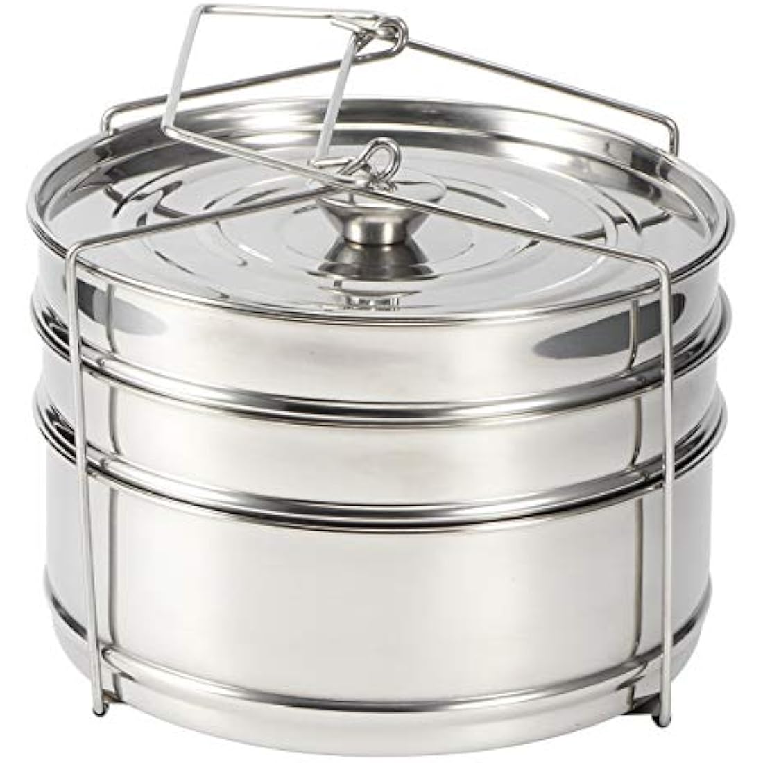 Ladieshow Stackable 3 Tier Stainless Steel Steamer Cooker Pot Set Cook Food Pressure Pot Accessories for Pressure Cooker, Upgrade Interchangeable Lids