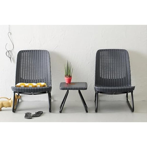 Keter Rio Patio Set, Table and Chairs - Graphite/Grey