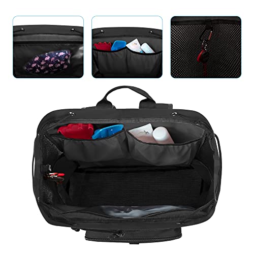 Fasrom Mesh Beach Backpack with Zipper Bottom, Sport Gym Backpack for Swimming, Beach, Pool and Travel(Patent Pending), Black