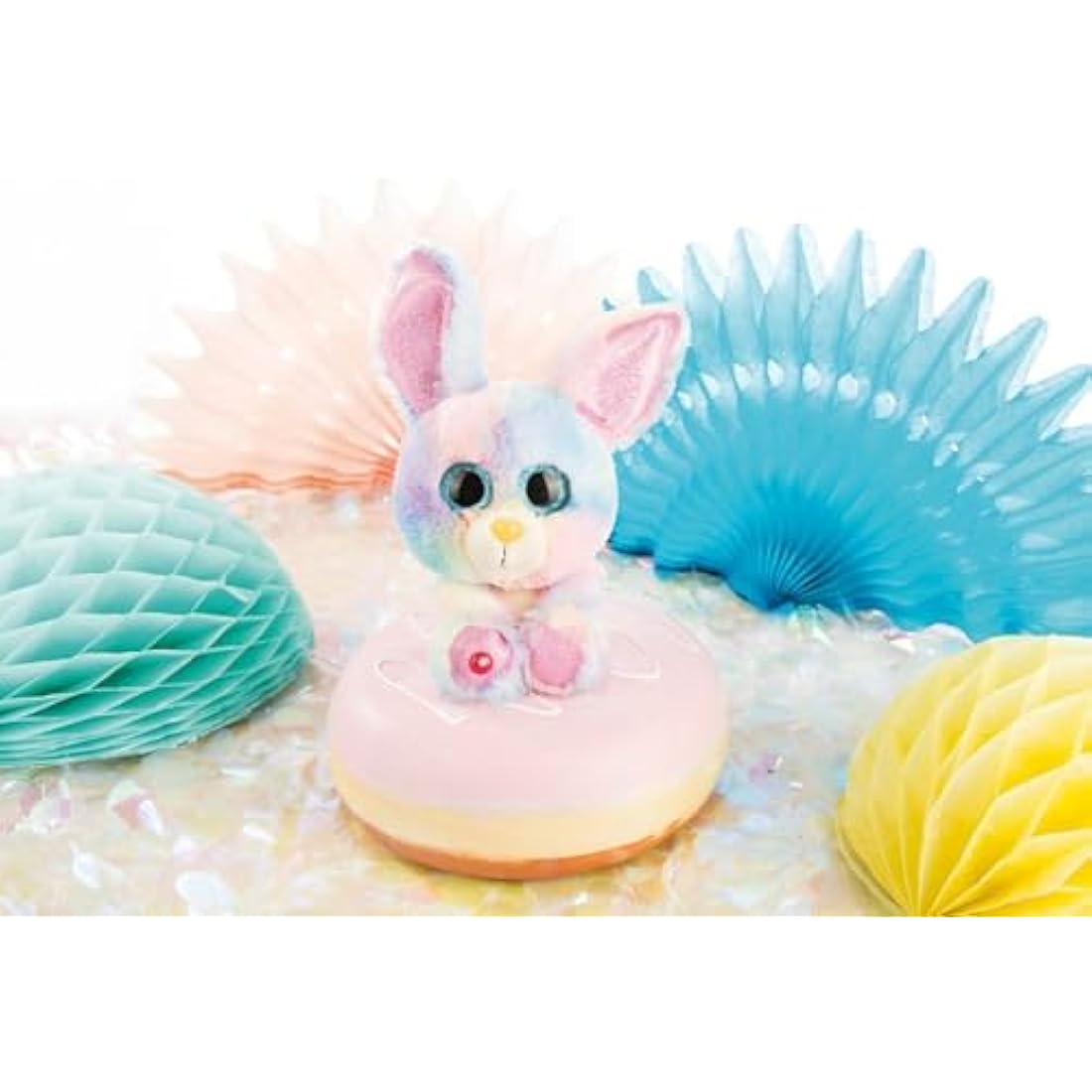 Nici 45561 Glubschis Animal, Cuddly Toy Bunny Rainbow Candy 15cm, Grey/Multi-Coloured