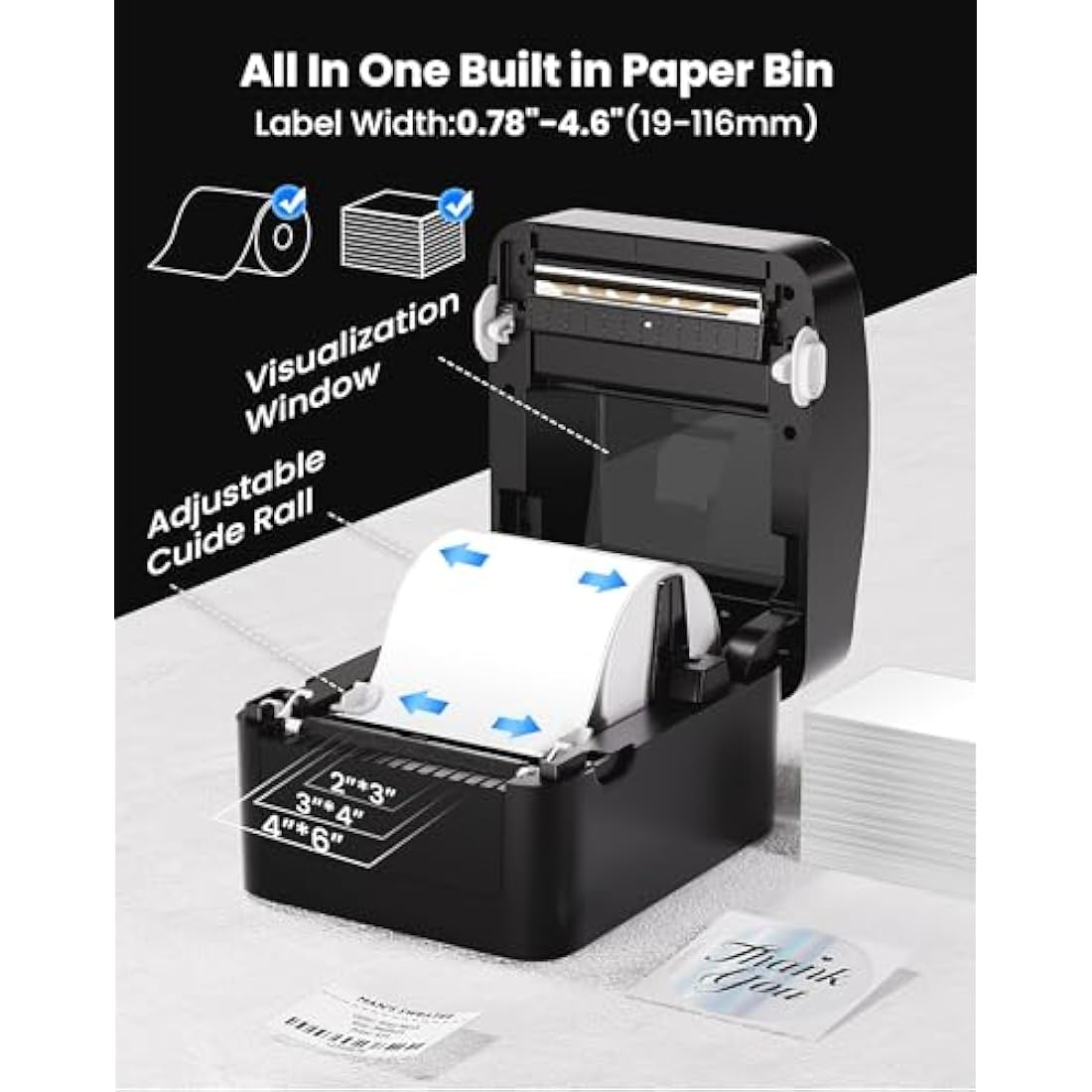 vretti Thermal Printer USB Label Printer Thermal Label 4x6 for Shipping Compatible with Windows, Mac OS and Linux systems