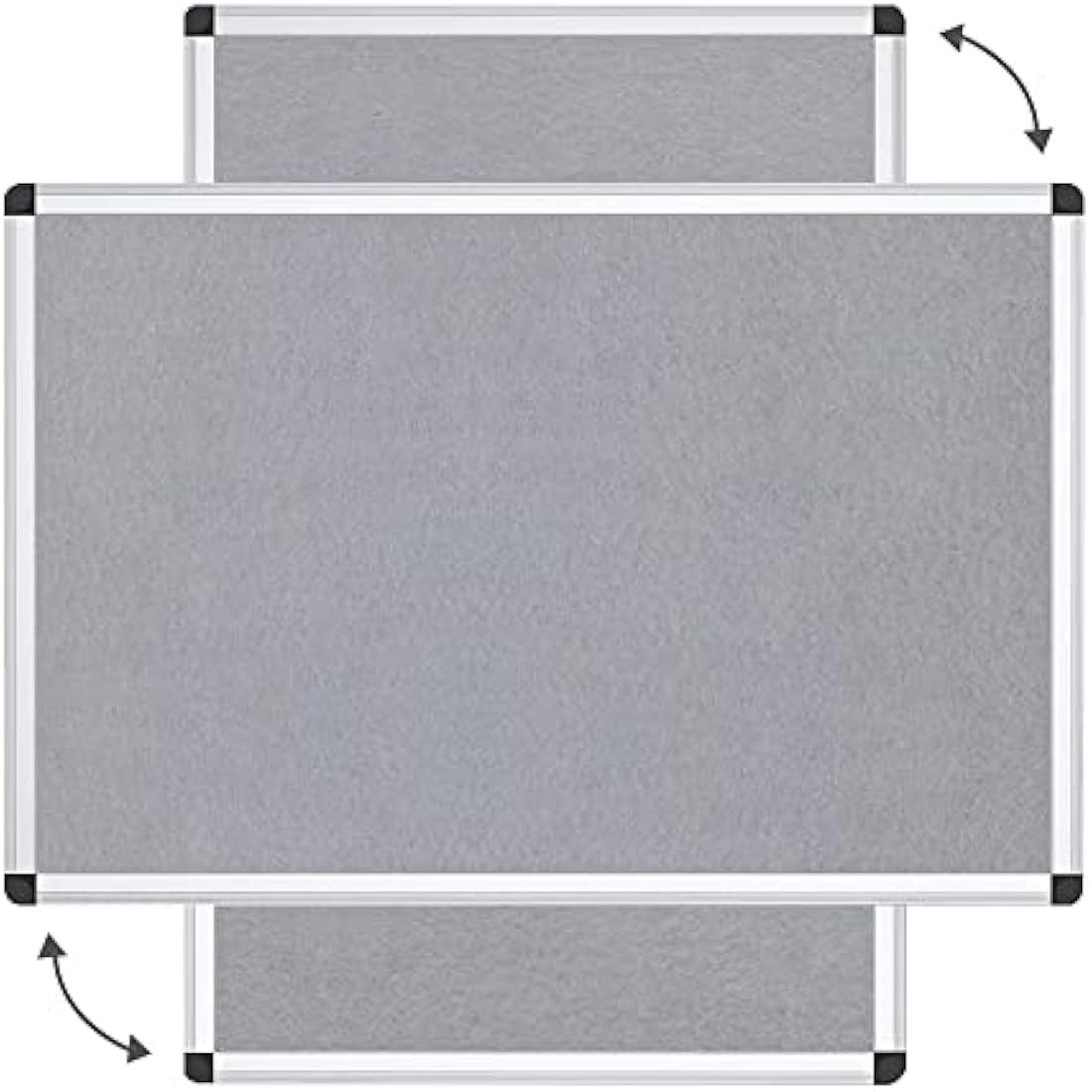 VIZ-PRO Notice Board Felt Grey, Silver Aluminium Frame, 90 X 60 cm