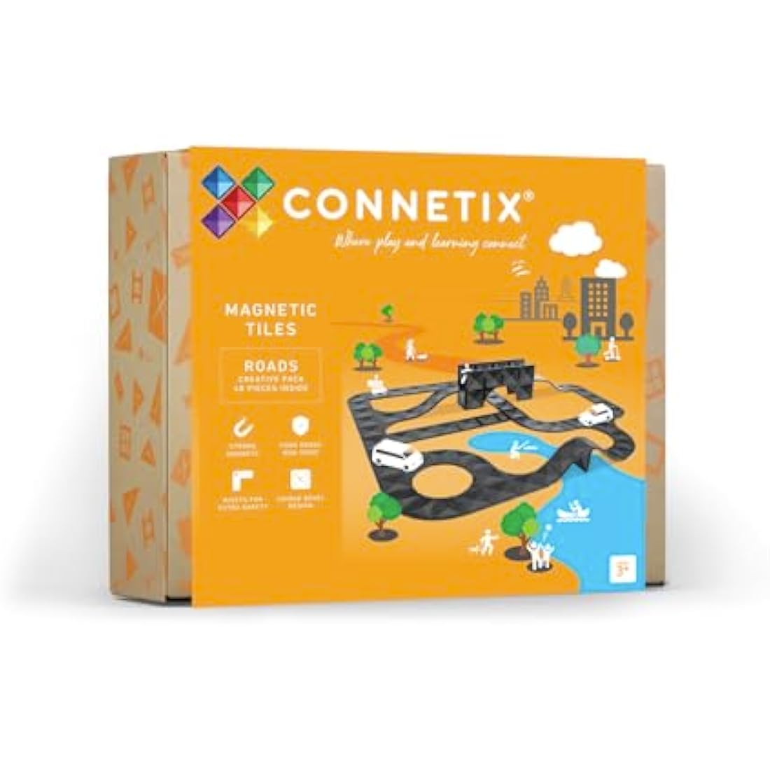 Connetix Magnetic Tiles Roads Creative Pack, 48 Pieces