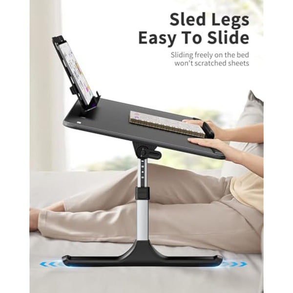 Laptop Desk, SAIJI 60 * 40cm Bed Table, Lapdesk, Height Angle adjustable, with Book Stand, Drawer, Tablet Slot, Breakfast Bed Tray for Sofa, Bed