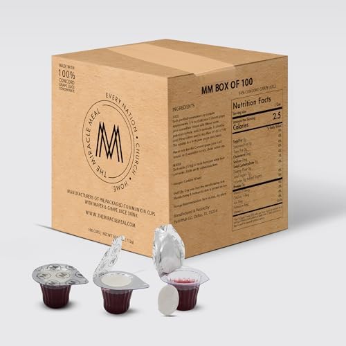 Pre-filled Communion Cups and Wafer Set, 100 Pack, Concord Grape Juice, Pre-Packaged
