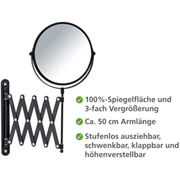 WENKO Cosmetic Wall Mirror Telescope Exclusive Black