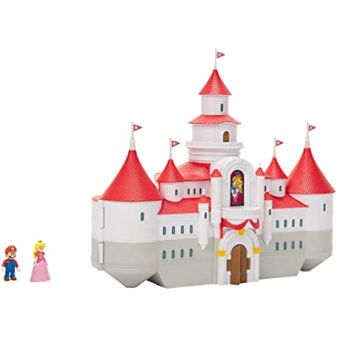 THE SUPER MARIO BROS. MOVIE – Mushroom Kingdom Castle Playset with Mini 1.25” Mario and Princess Peach Figures for Super Mario Fans Aged 3+