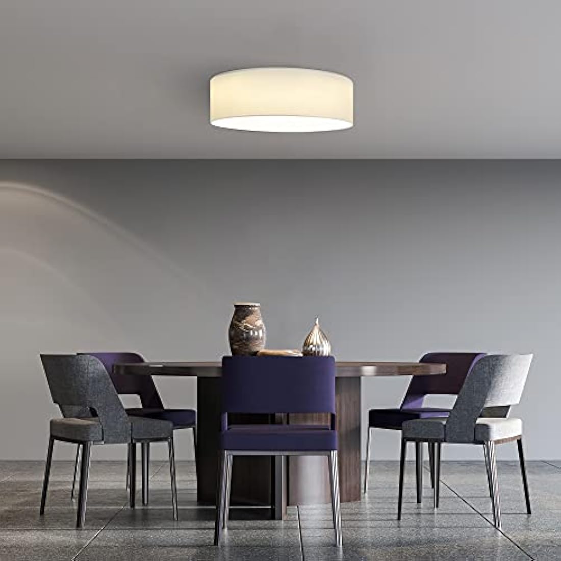 Navaris 22W LED Ceiling Light - 40cm Diameter Remote Controlled Round Flush Mount Ceiling Lamp with Dimmer, Temperature Change - White