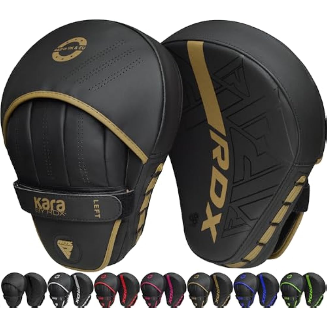 RDX Boxing Pads Curved Focus Mitts, Maya Hide Leather KARA Hook and jab Training Pads, Adjustable Strap Ventilated, MMA Muay Thai Kickboxing Coaching Martial Arts Punching Hand Target Strike Shield
