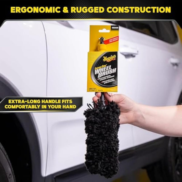 Meguiar's X1902EU Supreme Microfibre Wheel Brush, Medium, Completely Safe Wheel Cleaning, Black