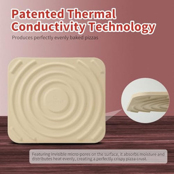 Pizza Stone and Peel Set -Bread Baking Stone （35X40CM） for ORectangular Stone for Oven and Grill–Innovative Threaded Heat Transfer Design