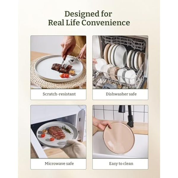 Richmount Nebula Dinner Set for 4, 12-Piece Speckled Dinnerware Stoneware Set, Scratch Resistant, Dishwasher & Microwave Safe, Dining Plates and Bowls Sets, Multi-Color