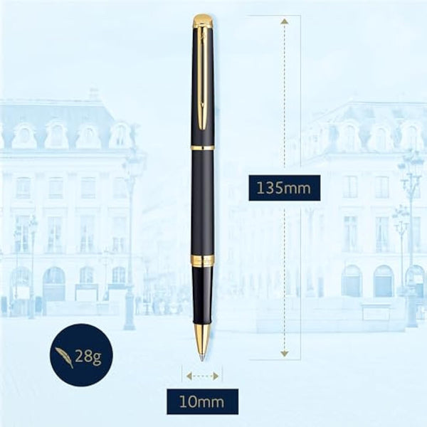Waterman Hemisphere Rollerball Pen | Matte Black with 23 k Gold Trim | Fine Point | Black Ink | Gift Box