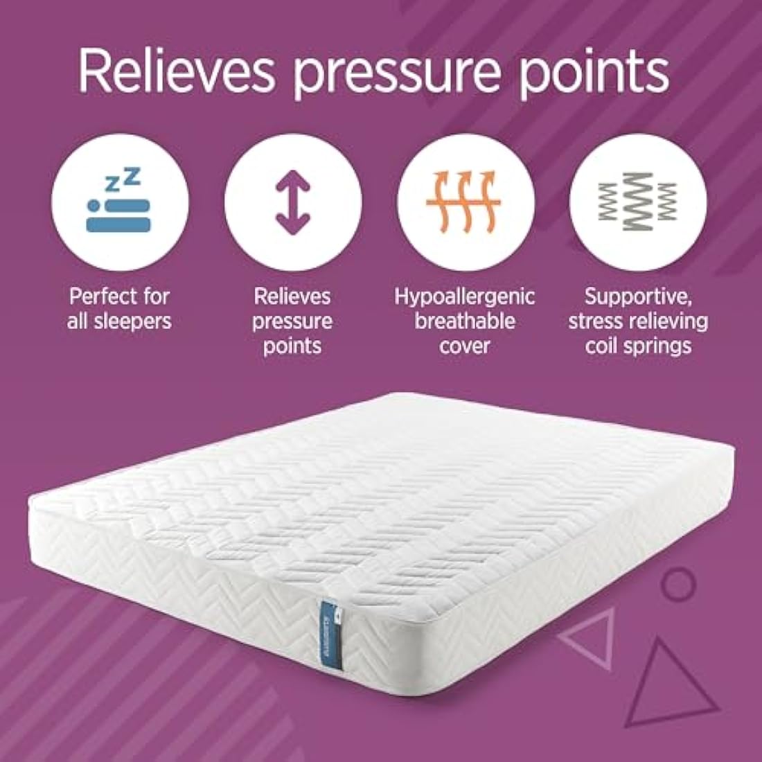 Summerby Sleep' No1. Coil Spring and Memory Foam Hybrid Mattress | King Size: 150cm x 200cm, White
