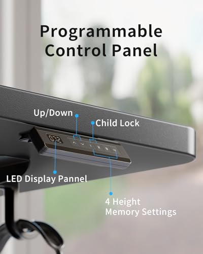 FEZIBO Height Adjustable Electric Standing Desk, 120 * 60 cm Stand up Table, Sit Stand Home Office Desk with Splice Board, White Frame/Maple Top