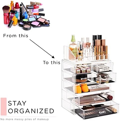 Sorbus Acrylic Cosmetic Jewelry Storage Box Spacious Design Ideal for Bathroom, Dresser, Dressing Table and Countertop