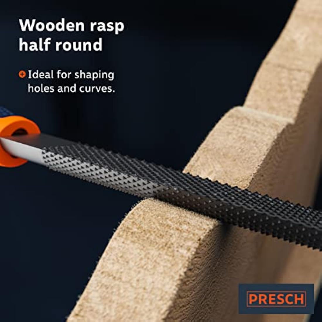 Presch File Set Metal and Wood 6 pcs. - Professional File Set incl. Half-Round rasp, Flat Stump File, Half-Round File, Round File, Triangular File and Square File