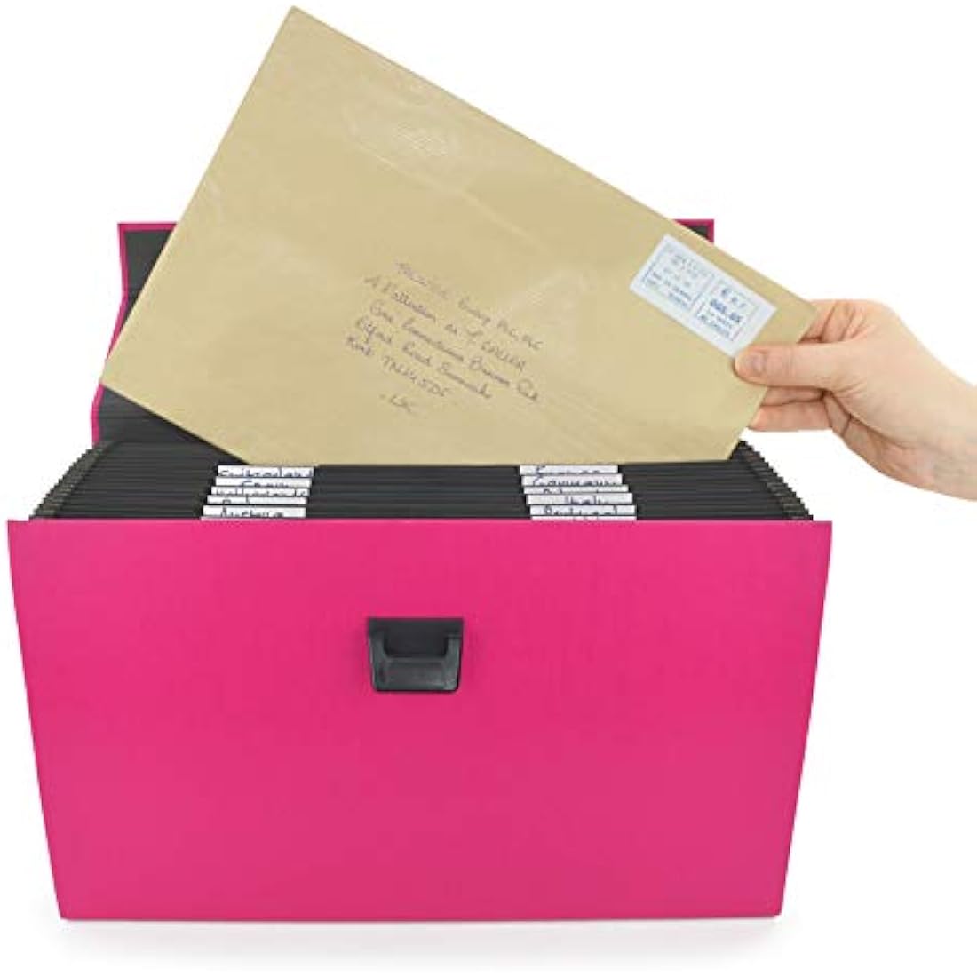 Rapesco 1554 19-Part Expanding Box File Document Organiser, A4+, Hot Pink