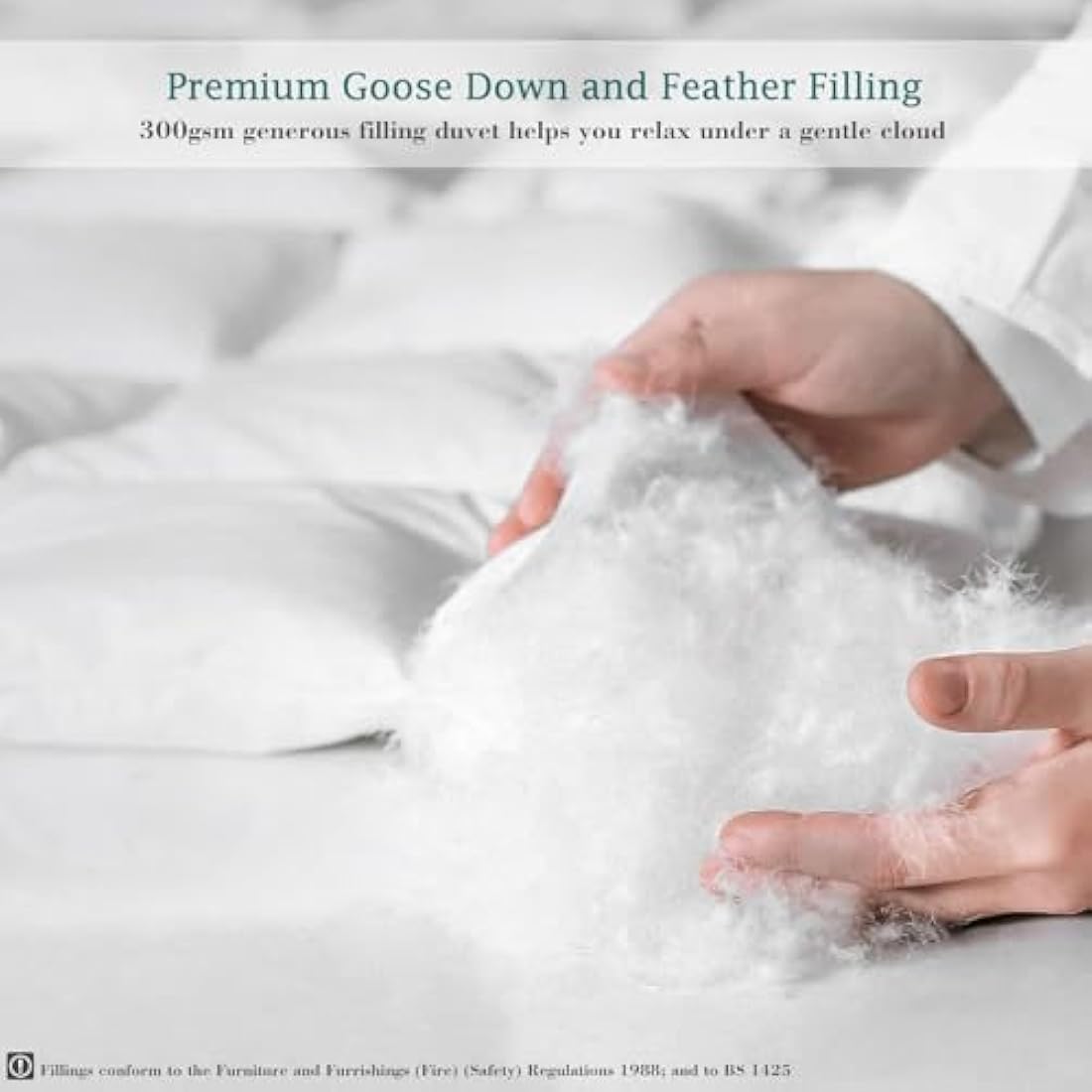 Threads For Bed 4.5 tog Down & Feather Duvet, Double Size Duvet, Ideal Comfort For Spring & Summer Months, 100% Cotton Down Proof Fabric, Premium Box-Stitch Design, Breathable & Machine Washable