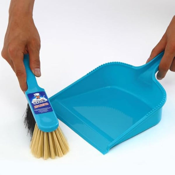 MR.SIGA Dustpan and brush set - Pack of 2, Blue & Grey
