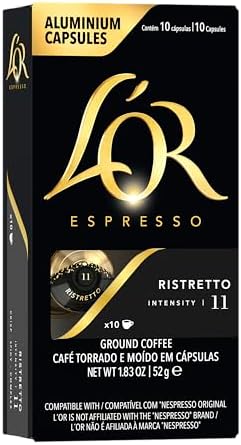 L'OR Espresso Ristretto Coffee Pods x10 Intensity 11 (Pack of 10, Total 100 Capsules)