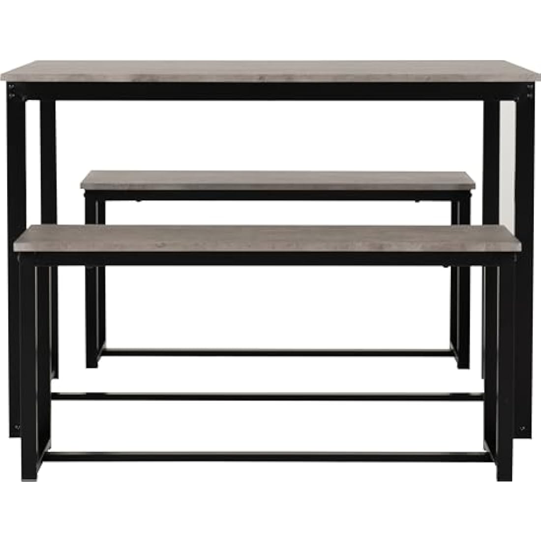 Seconique Lincoln 1+2 Dining Bench Set in Stone Effect/Black