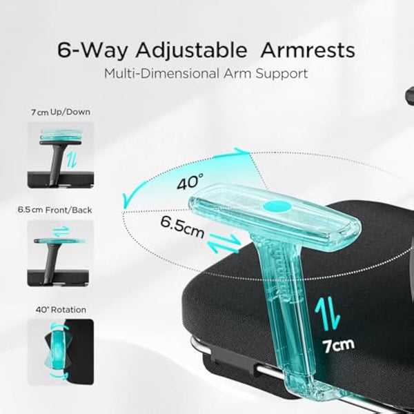 Hbada P3 Pro Ergonomic Office Chair with 2D Adjustable Lumbar Support, 3D Adjustable Headrest and Armrest, 135° Stepless Tilt Function, Black (with Footrest)