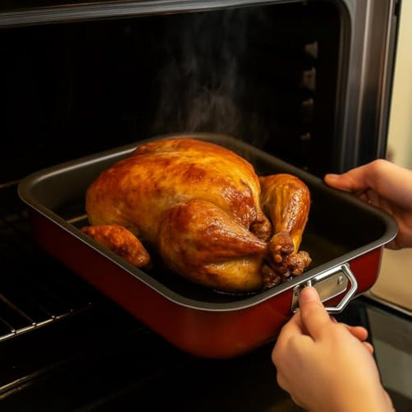 Menax - Non Stick Deep Roasting Oven Baking Tins Trays - Roasting Pan - 3 Piece Set