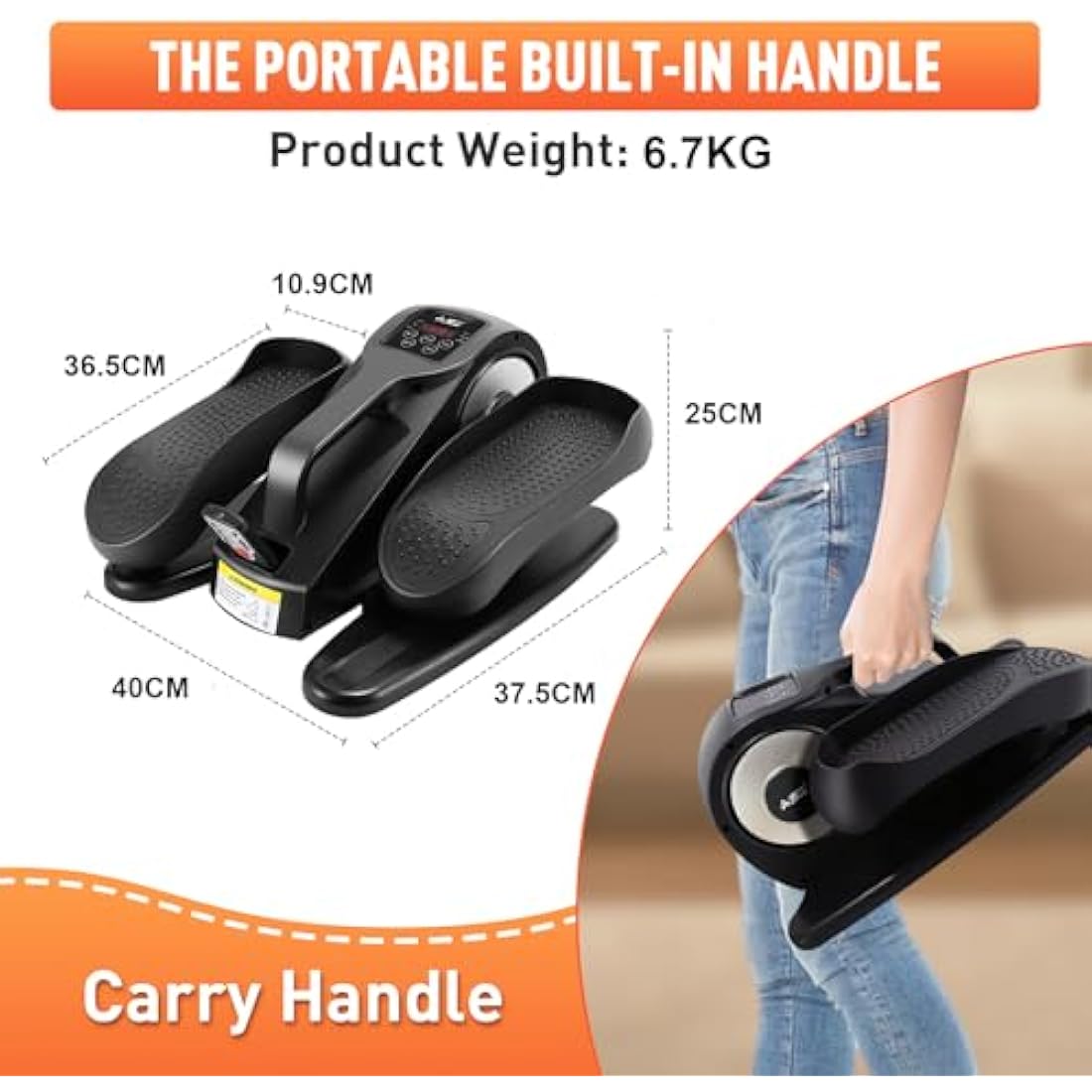 AOODIL Under Desk Elliptical Machine, Electric Seated Pedal Exerciser with Remote Control and LCD Display, Mini Stepper for Exercise Workout, Adjustable Speeds Leg Exerciser for Seniors and Adults