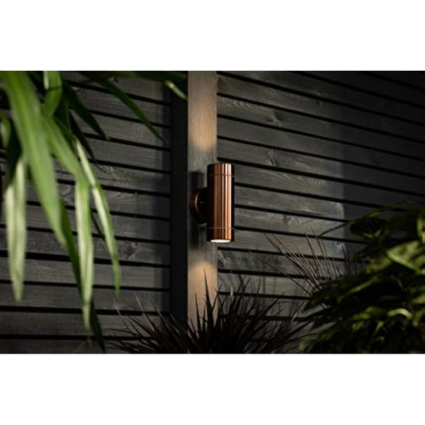 Knightsbridge Outdoor GU10 Up and Down Wall Light in Stainless Steel