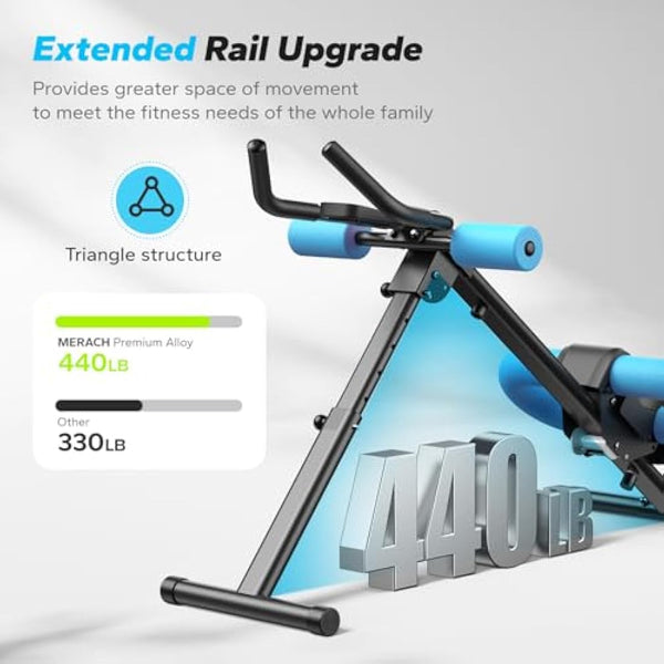 MERACH Ab Machine, Abs Workout Equipment, Adjustable Ab Trainer Machine for Abs Workout at Home Gym, Foldable, Knee Protection