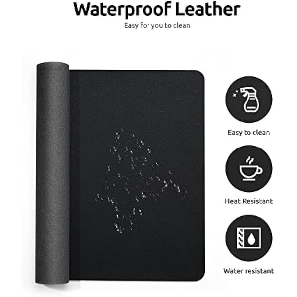 YSAGi Leather Desk Mat, Large Mouse Mat, Non-Slip Desk Pad, Waterproof PU Leather Table Protector Writing Pad for Office and Home (80 x 40 cm, Black)