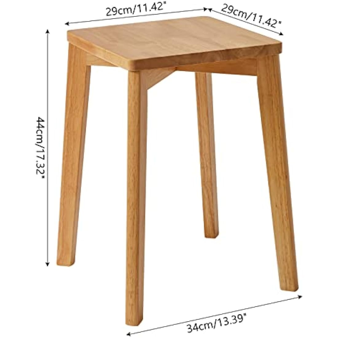 IBUYKE Square Wooden Stool, Stacking Stools, Solid Wood Makeup Stool, Small stool for Home, Kitchen, Office, Classroom, 29x44x33cm RF-1501