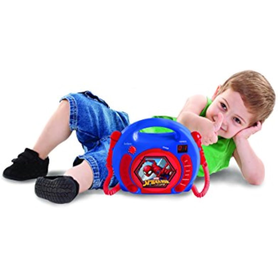 Lexibook, Spider-Man, Portable CD player with Microphones, Music Player, Repeat and Programming, Karaoke, Headphones jack, Blue/red, RCDK100SP