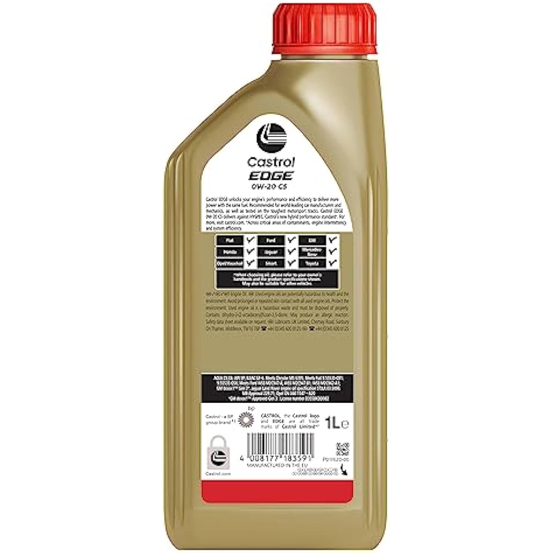 Castrol EDGE 0W-20 C5 Engine Oil 1L, Gold