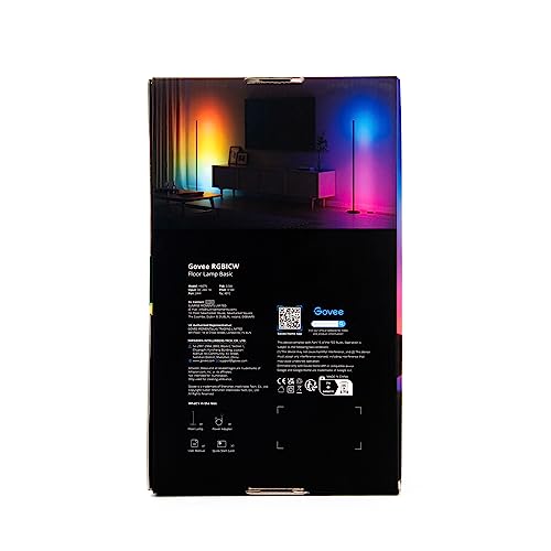 Govee LED Floor Lamp, RGBIC Modern Corner Lamp, Smart Standing Lamp with 61 Scene Modes,Music Sync, Black Corner Floor Lamp for Living Room, Bedroom